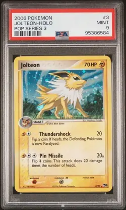 2006 Pokemon Jolteon 3/17 Pop Series 3 PSA 9 MINT Holo SWIRL RECENTCERT - Image 1
