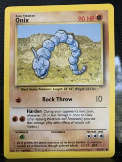 Pokemon TCG Onix Base Set Unlimited Ken Sugimori Card 56/102 NM Vintage - Image 1