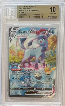 2021 Pokemon Evolving Skies Glaceon VMAX #209 Secret Alt Art BGS 10 Pristine - Image 1