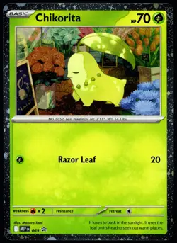 Pokemon TCG Chikorita MEP 069 2026 Perfect Order Black Star Promo Card - NM - Image 1