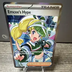 Pokemon Emcee's Hype Full Art Trainer Sv10 Holo 220/182 Supporter Foil - Image 1