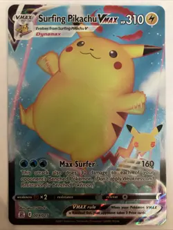 Pokemon Surfing Pikachu VMAX 009/025 Ultra Rare Full Art Holo Celebrations - Image 1