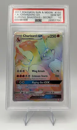 2017 Pokemon Charizard GX SM Burning Shadows Full Art Secret Rare #150 PSA 10 - Image 1