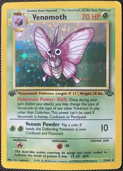 Venomoth 13/64 Jungle Holo 1st Edition *DAMAGED* Pokemon Card - Image 1