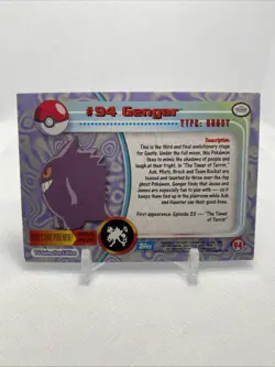 1999 GENGAR #94 Topps Pokemon Blue Logo TV Animation Edition Foil Holo - Image 4