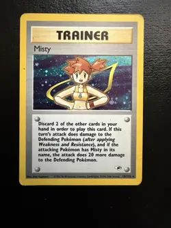 Pokemon TCG Misty Trainer Holo Rare Gym Heroes 18/132 Unlimited Vintage WOTC DMG - Image 1