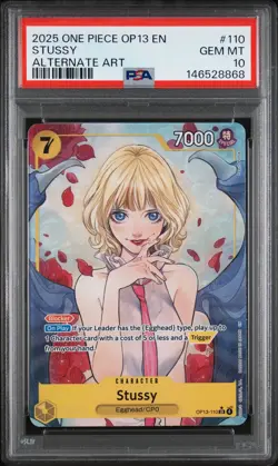 2025 ONE PIECE OP13-CARRYING ON HIS WILL ALTERNATE ART #110 STUSSY PSA 10 - Image 1