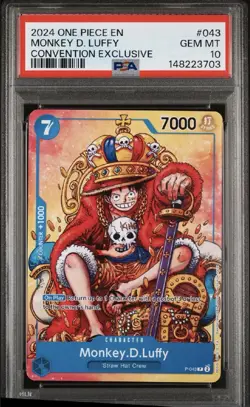 One Piece Monkey D. Luffy Convention Exclusive P-043 PSA 10 Gem Mint English - Image 1