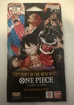 One Piece TCG OP-09 BOOSTER PACK Unopened Hanger Sleeved EMPEROR IN NEW WORLD - Image 1