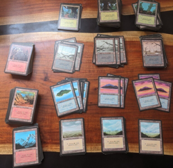 Magic MTG FBB Basic Lands Full Set 15x FRENCH black border www_MoxBeta_com - Image 1