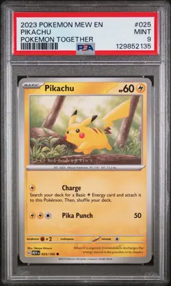 2023 POKEMON MEW EN-151 POKEMON TOGETHER #025 PIKACHU PSA 9 - Image 1
