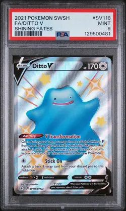 Pokemon Shining Fates SV118 Full Art Ditto V PSA 9 - Image 1