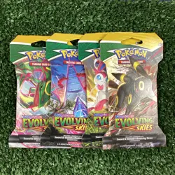 Pokemon Sword & Shield Evolving Skies Booster Sleeved Packs Art Set (4 Pack) - Image 1
