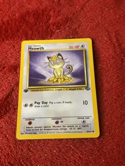 1st Edition Meowth 56/64 Jungle Wotc Pokemon Card Nm- - Image 1