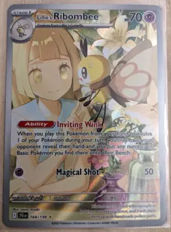 Pokemon TCG Lillie's Ribombee 164/159 Sv09: Journey Together Holo, NM Condition - Image 1
