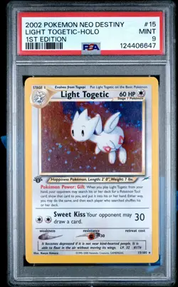 2002 POKEMON NEO DESTINY 1ST ED #15 LIGHT TOGETIC-HOLO PSA 9 - Image 1