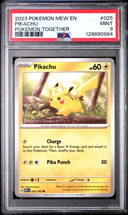 2023 POKEMON MEW EN-151 POKEMON TOGETHER #025 PIKACHU PSA 9 - Image 1