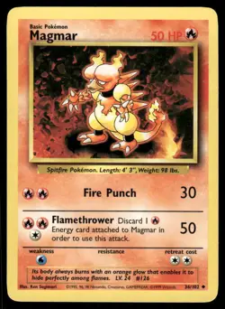 Pokemon Cards Magmar 36/102 Base Set WOTC Unlimited Uncommon NM - Image 1