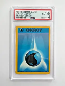 PSA 8 NM-MT Trainer Deck B Water Energy 1999 Pokemon Game #102 - Image 1