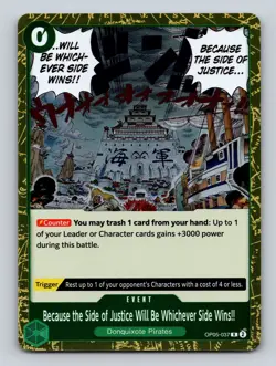 One Piece Card Game OP05-037 R Because the Side of Justice Will Be Whichever - Image 1