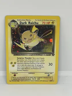 *SWIRL* Dark Raichu Holo Card 83/82 Team Rocket Series Secret Rare LP condition. - Image 2