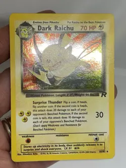 *SWIRL* Dark Raichu Holo Card 83/82 Team Rocket Series Secret Rare LP condition. - Image 5