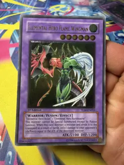 *ACTUALLY NOT DAMAGED!!* Elemental Hero Flame Wingman 1st ULTI TLM-EN035 Yugioh - Image 1