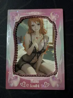 Goddess Sexy Nami Pink Diamond Thick Card Waifu Doujin One Piece Full Art - Image 1