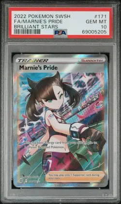 2022 Pokemon SWSH09: Brilliant Stars Marnie's Pride (Full Art) 171/172 PSA 10 - Image 1