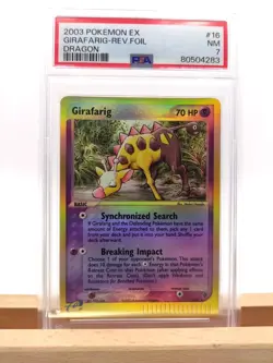 PSA 7 Girafarig 16/97 Reverse Foil / Holo Ex Dragon 2003 Pokemon NEAR MINT Pop 7 - Image 1