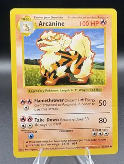 Arcanine 23/102 Uncommon Base Set Shadowless Pokemon Unlimited Moderately Played - Image 1