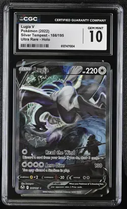 CGC 10 Lugia V 186/195 Ultra Rare Holo Silver Tempest Pokemon - Image 1