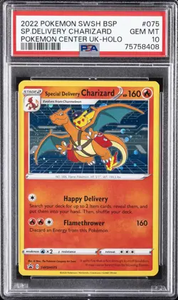 2022 POKEMON SWSH BLACK STAR PROMO #075 SPECIAL DELIVERY CHARIZARD-HOLO PSA 10 - Image 1