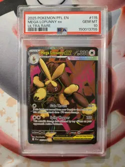 2025 Mega Lopunny Ex #115 Ultra Rare Pokemon TCG PFL EN PSA 10 Gem Mint - Image 1