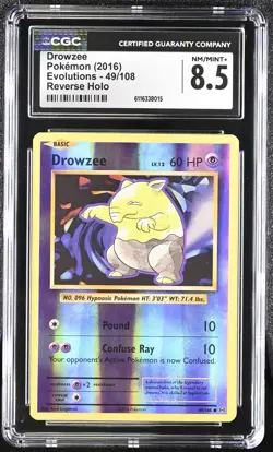 Drowzee Reverse Holo 49/108 CGC 8.5 XY Evolutions Pokemon 2016 - Image 1