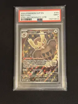Pokemon TCG Noctowl 141 Black Star Promo Card Stellar Crown Pokemon Center PSA 9 - Image 1