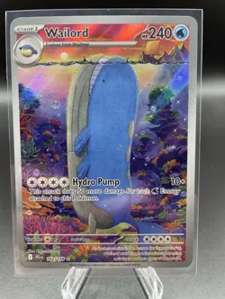 Pokemon Wailord 162/159 Sv09 Full Art Holo 240 HP Illustration Rare - Image 1