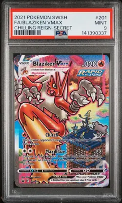 PSA 9 Blaziken Vmax 201/198 Alt Art Secret Chilling Reign Pokemon - Image 1
