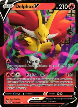 Pokemon TCG Delphox V 027/196 Lost Origin Ultra Rare Holo VLP - Image 1