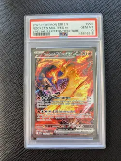Pokemon Destined Rivals Team Rocket's Moltres EX 229/182 PSA 10 GEM MINT - Image 1