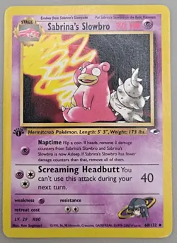 Sabrina's Slowbro 060/132 1st Edition Gym Heroes Pokemon TCG - MP - Image 1