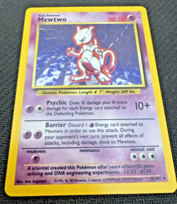 1999 MEWTWO 10/102 BASE SET HOLO RARE POKEMON TCG - Image 2