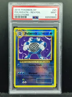 PSA 9 MINT Poliwrath 2016 Pokemon card XY Evolutions 25/108 Reverse Holo Rare! - Image 1