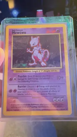 Pokemon TCG Mewtwo Base Set 10/102 Holo Rare 60 HP Basic English Card - Image 1