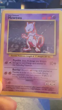 Pokemon TCG Mewtwo Base Set 10/102 Holo Rare 60 HP Basic English Card - Image 2