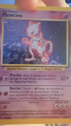 Pokemon TCG Mewtwo Base Set 10/102 Holo Rare 60 HP Basic English Card - Image 3