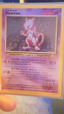 Pokemon TCG Mewtwo Base Set 10/102 Holo Rare 60 HP Basic English Card - Image 4