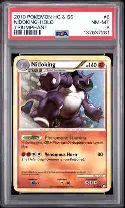 PSA 8 Nidoking 6/123 Holo Heartgold & Soulsilver 2010 Triumphant Pokemon - Image 1