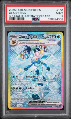 PSA 9 Glaceon EX 150/108 Special Illustration Rare Prismatic Evolutions Pokemon - Image 1