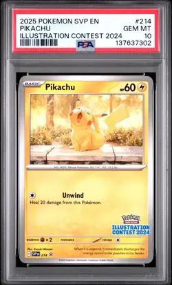 PSA 10 Pikachu SVP 214 Illustration Contest 2024 Black Star Promo Pokemon - Image 1